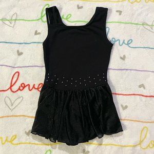 DanSkin Black Sheer Skirt Dance Leotard Glitter Girls  sz 12 / 14